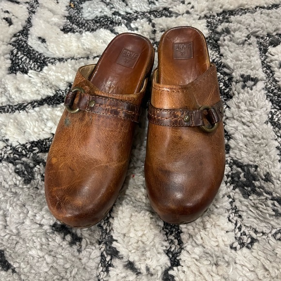 Frye Brown Leather Loafers with Braided Detail - Picture 1 of 8